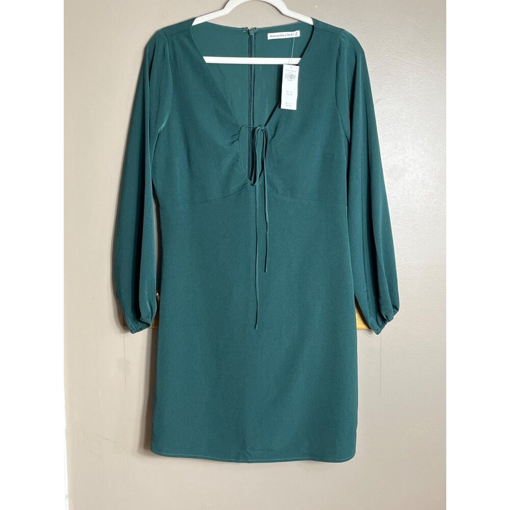 NWT Abercrombie & Fitch Dress Green Mini Pencil Glam Balloon Womens M - Picture 9 of 10